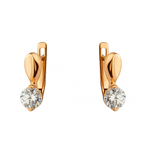 Золоті сережки з цирконієм куб. (01-200530792) фотографія