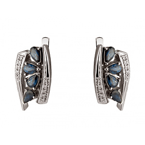 Золотые серьги с бриллиантами  и  корундами (01-200539592) фотография