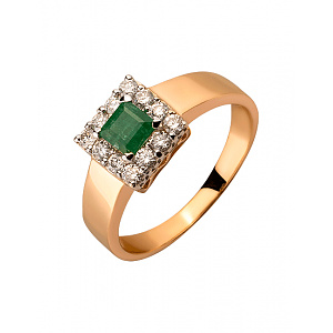 Золота каблучка з діамантами (01-200563492) фотографія