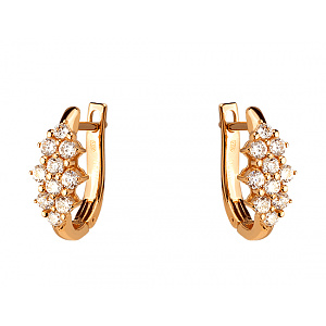 Золотые серьги с фианитом (цирконием куб.) (01-200627492) фотография