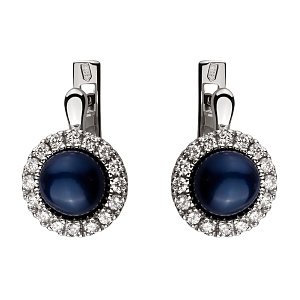 Золотые серьги с бриллиантами и жемчугом (2б_с-072) фотография