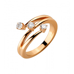 Золота каблучка з діамантами (1к-276) фотографія