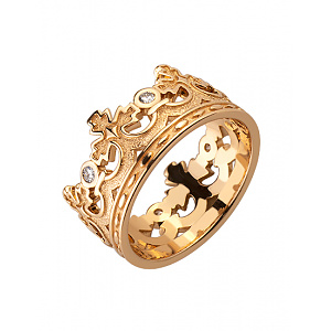 Золота каблучка з діамантами (01-18865593) фотографія