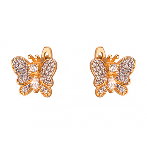 Золотые серьги с цирконием куб. (01-200087493) фотография