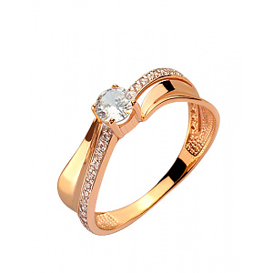 Золота каблучка з цирконієм куб. (01-200369493) фотографія