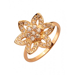 Золотое кольцо с цирконием куб. (01-200376093) фотография