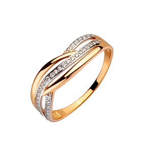 Золотое кольцо с цирконием куб. (01-200395293) фотография