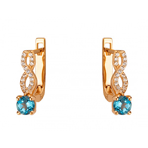 Золотые серьги с топазами  и  цирконием куб. (01-200426893) фотография