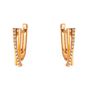 Золоті сережки з цирконієм куб. (01-200530793) фотографія