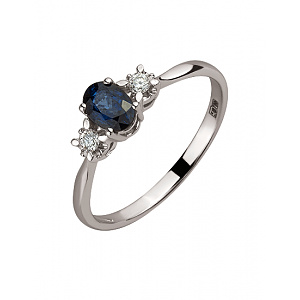 Золота каблучка з діамантами  та  корундом (01-200616893) фотографія