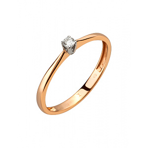 Золота каблучка з діамантом (01-200745993) фотографія