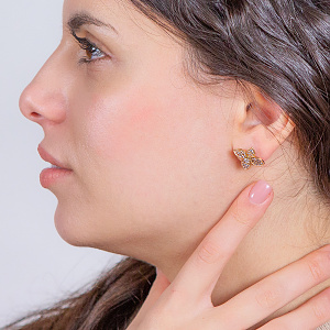 Золотые серьги с фианитами (4б_с-256) фотография