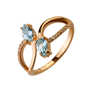 Золотое кольцо с топазами  и  фианитами (1б_к-058) фотография