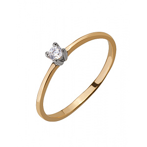 Золотое кольцо с цирконием куб. (01-18366794) фотография