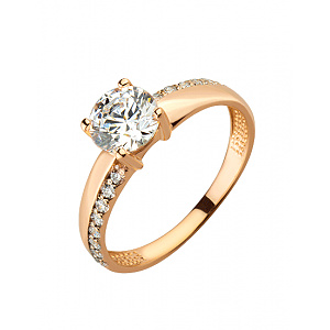 Золотое кольцо с цирконием куб. (01-19053894) фотография