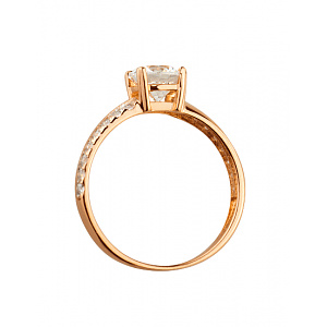 Золотое кольцо с цирконием куб. (01-19053894) фотография