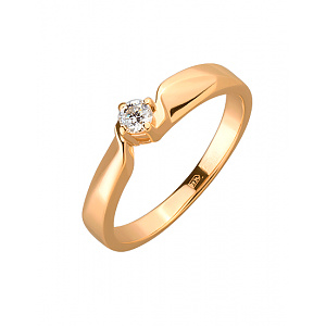 Золотое кольцо с бриллиантом (01-19258294) фотография