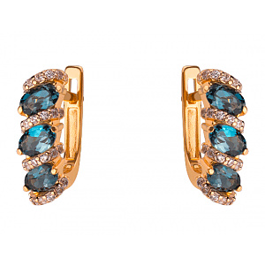 Золотые серьги с цирконием куб. (01-200331594) фотография