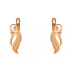 Золоті сережки з цирконієм куб. (01-200343494) фотографія