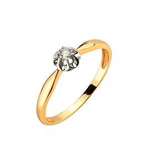 Золотое кольцо с бриллиантом (01-200365394) фотография
