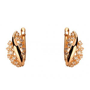 Золоті сережки з цирконієм куб. (01-200573494) фотографія