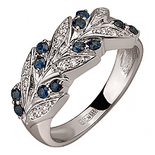 Золота каблучка з діамантами  та  корундами (01-200581594)