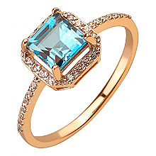 Золота каблучка з топазом  та  фіанітом (цирконієм куб.) (01-200805894)