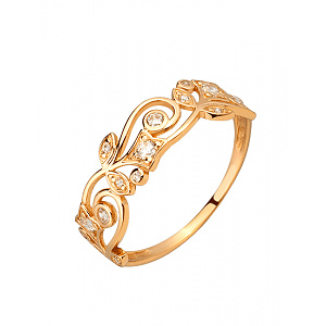 Золота каблучка з фіанітом (цирконієм куб.) (01-200841794) фотографія