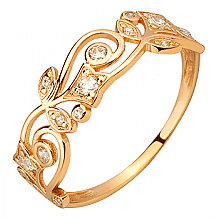 Золота каблучка з фіанітом (цирконієм куб.) (01-200841794)