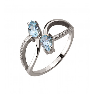 Золотое кольцо с бриллиантами  и  топазами (2б_к-058) картинка Золотое кольцо с бриллиантами  и  топазами (2б_к-058) фотография