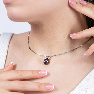 Золотой кулон с жемчугом  и  фианитами (2п-183) картинка Золотой кулон с жемчугом  и  фианитами (2п-183) фотография