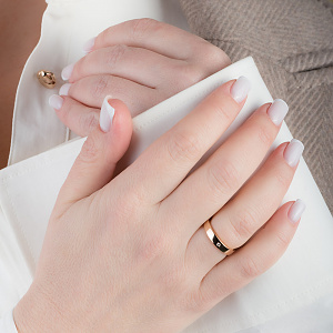 Золота обручка з діамантом (1к-165) фотографія