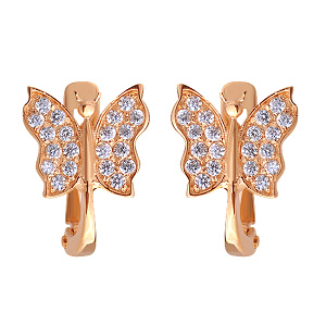 Золотые серьги с циркониями (1б_с-050) фотография