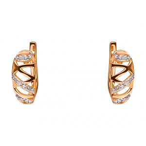 Золотые серьги с цирконием куб. (01-19333995) фотография