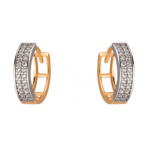 Золотые серьги с цирконием куб. (01-200041295) фотография