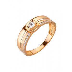 Золотое кольцо с цирконием куб. (01-200080295) фотография