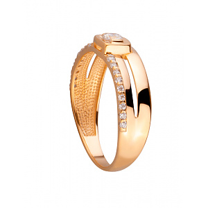 Золотое кольцо с цирконием куб. (01-200080295) фотография