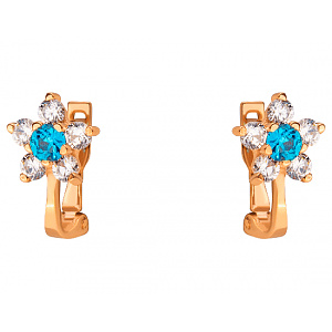 Золоті сережки з цирконієм куб. (01-200283095) фотографія