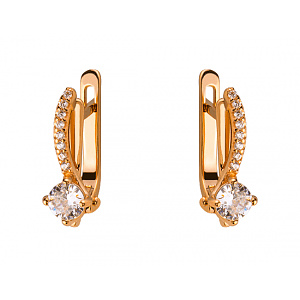 Золоті сережки з цирконієм куб. (01-200323795) фотографія