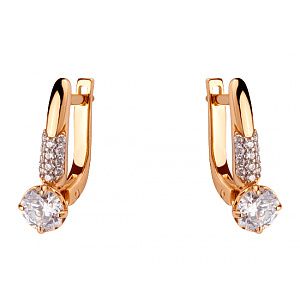 Золоті сережки з цирконієм куб. (01-200408195) фотографія