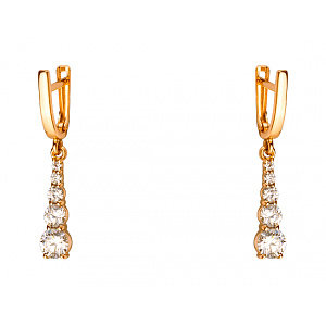 Золотые серьги с цирконием куб. (01-200413895) фотография