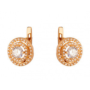 Золоті сережки з цирконієм куб. (01-200447895) фотографія