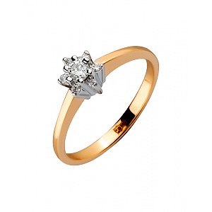 Золота каблучка з діамантами (01-200487495) фотографія