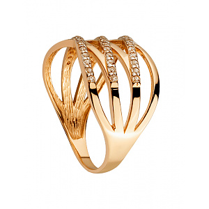 Золотое кольцо с цирконием куб. (01-200526595) фотография