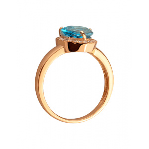 Золотое кольцо с бриллиантами  и  топазом (01-200539495) фотография