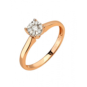 Золота каблучка з діамантами (01-200633395) фотографія