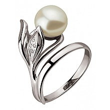 Золота каблучка з діамантами  та  перлиною (01-200851695)