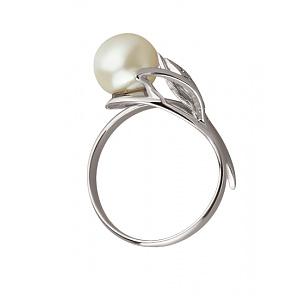 Золота каблучка з діамантами  та  перлиною (01-200851695) фотографія