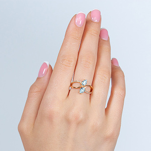 Золотое кольцо с топазами  и  фианитами (1б_к-058) фотография