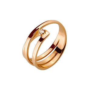 Золота каблучка з діамантом (01-19182596) фотографія